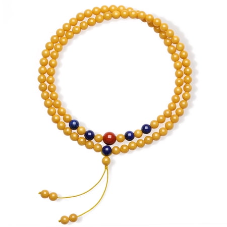 ZHOU LIU FU Yellow Amber Beaded Triple Wrap Bracelet Red Agate & Blue Lapis Lazuli Jewelry Birthday Valentine Anniversary Gift for Women Wife Lover Mom 21.3"