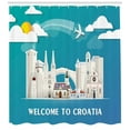thumbnail image 3 of Ambesonne Croatia Shower Curtain, Landmarks and Welcome Text, 69"Wx84"L, Multicolor, 3 of 3