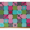 60" Cotton Baby Girls Squares Rattles Toys Hearts Stars Polka Dots Babies Little One Pink Blue Green Organic Cotton Fabric Print By the Yard (11476-pink)