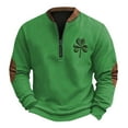 thumbnail image 4 of EnJoCho Half Zip St Patric𝗄s Day Sweatshirts Boys Vintag𝖾 Print Long Sleeve Casual V-Neck Pullover Fashion Irish Shirts Youth Retro Style Top Green Festive Comfy Shamroc𝗄 Design, 4 of 5