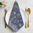 thumbnail image 2 of Navy Blue Floral Cloth Napkins, Ethnic Tribe Abstract Art Flowers Washable and Reusable Dinner Napkins Set of 2, Table Napkin for Kitchen Party Birthday Wedding Hotel Housewarming 20"x20", 2 of 9