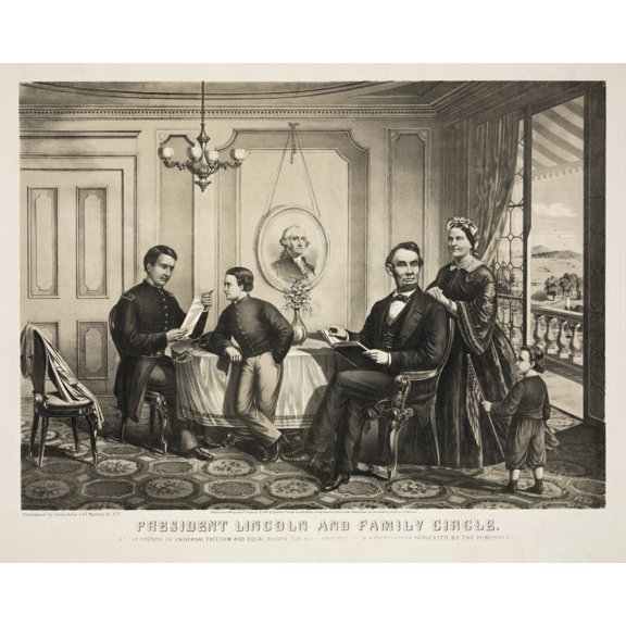 Print: President Lincoln And Family Circle
