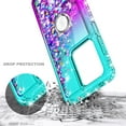 thumbnail image 3 of Compatible with Samsung Galaxy S20 Case with Tempered Glass Screen Protector, Ring Holder/Wrist Strap, Nagebee Glitter Liquid Floating Waterfall Cute Phone Cover (Aqua/Purple), 3 of 6