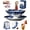 Blue set, variant on Umbrella Tea Infuser Ceramic Blue and White Porcelain Umbrella Shaped Tea Strainer Diffuser Cup Set Loose Leaf Filter with Rotating Design Retro Pot Funnel Accessory Tool Coffee Brewing