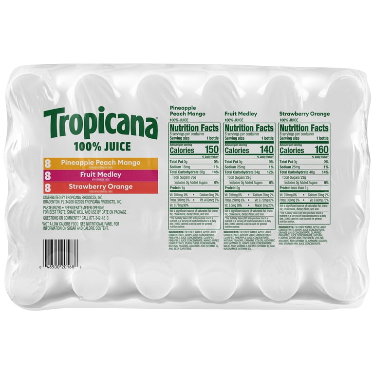 24 Bottles) Tropicana 100% Juice Variety Pack, Mango Peach, 10 fl