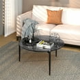 thumbnail image 2 of Wisfor Round Glass Top Coffee Table with Metal Legs, Grey, 2 of 9