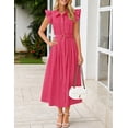 thumbnail image 2 of Vestido midi ZESICA 2025 de verano bohemio con cuello en V y manga ondulada, 2 of 8