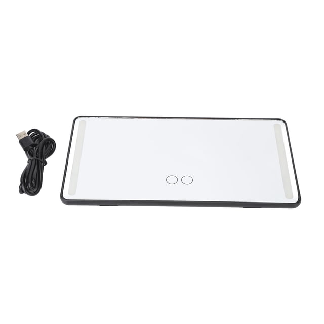 Espejo de tocador para coche, pantalla táctil, regulable, recargable, 3 luces LED, color negro