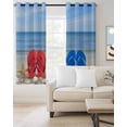 thumbnail image 2 of Beach Coastal Slippers Blackout Curtains for Bedroom Living Room Darkening Curtains 90 Inch Ocean Starfish Shell Shoreline Black Out Window Curtain Privacy Window Treatment Grommet Drapes 52"x90"x2, 2 of 9