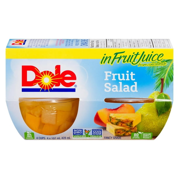 Salade aux fruits dans des jus de fruits de Dole 4 coupes, 428 ml