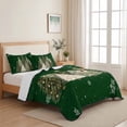 thumbnail image 5 of Quilts King Size Bedding Set, Green Christmas Lightweight Quilted Comforter, Xmas Snowflake Trees Balls Winter Rustic Soft Reversible Bedspread Coverlet with Pillow Covers for All Season, 96" x 106", 5 of 9