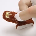 thumbnail image 6 of Baby Girls Crown Shoes, Fall Winter First Walkers Shoes Non Skid Bottom Infant Crib Shoes (Brown), 6 of 6