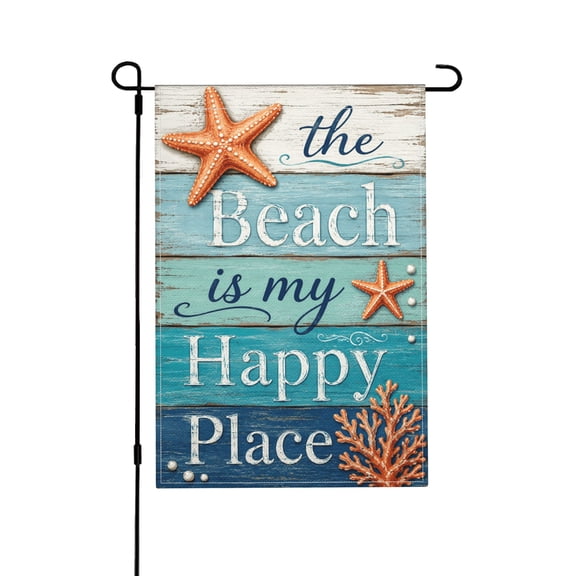Coastal Seashell Starfish Garden Flag 12 x 18 Inch Double Sided, Small Outdoor Decoration for Porch Patio Lawn