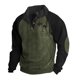 thumbnail image 2 of Blusa y camisa de manga larga con cuello alto para hombre, estilo casual, con estampado de palmeras color cacao, deportiva, con cuello alto, botones y patchwork, de poliéster., 2 of 5