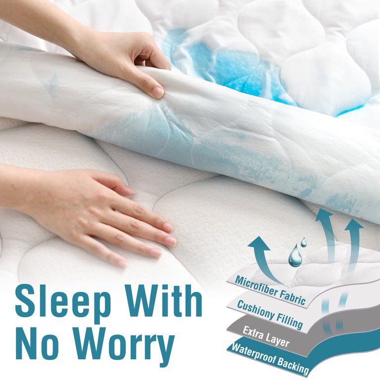 Waterproof Mattress Protector, Breathable, Noiseless, Hypoallergenic Mattress Cover, 18 inch Fitted Deep Pocket Bed Cover (White, Full (54*76in)