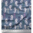 thumbnail image 1 of Soimoi Poly Crepe Fabric Jellyfish & Seahorse Ocean Printed Fabric 1 Yard 52 Inch Wide, 1 of 3