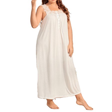 

Elegant Plain Straps Nightgowns White Sleeveless Plus Size Nightgowns & Sleepshirts S
