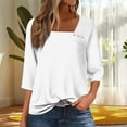 thumbnail image 5 of FNFHFY Womens 3/4 Length Sleeve Tops Dressy Asymmetrical Square Neck Shirts Solid Business Work Blouses Tunic Shirt, 5 of 5