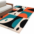 thumbnail image 2 of 3'x5' Area Rugs, Burnt Orange Teal Black Indoor Outdoor Area Rug for Living Room Bedroom, Modern Abstract Geometric Washable Bathroom Rugs Kitchen Floor Carpet Mats Home Decor Aesthetic, 2 of 8