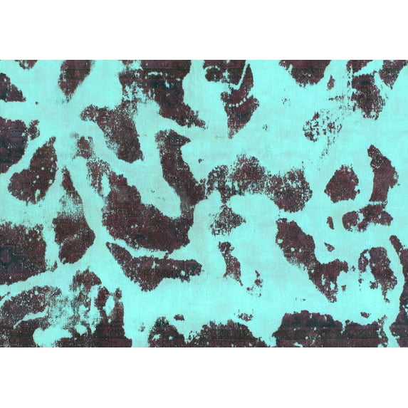 Ahgly Company Indoor Rectangle Abstract Turquoise Blue Modern Area Rugs, 2' x 3'