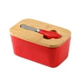 thumbnail image 3 of Fiocias Cheese Butter Storage Box Freshness Keeping Portable Durable Ceramic Butter Dish Red, 3 of 9