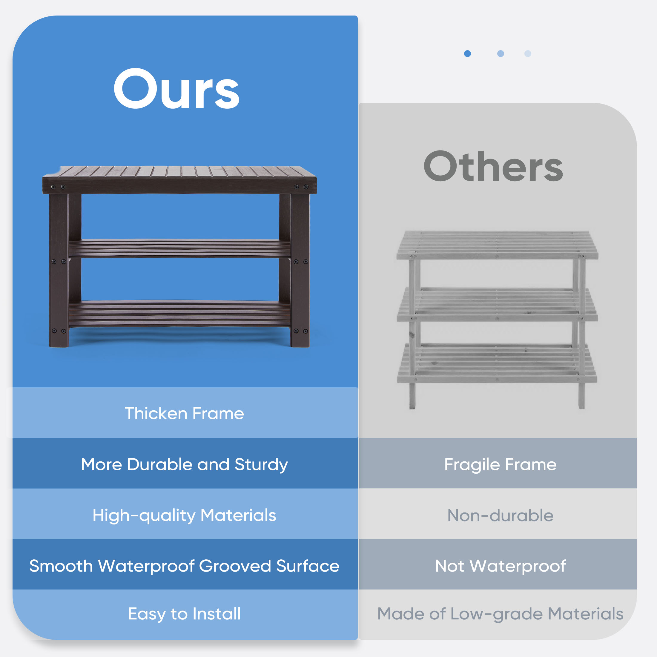 EDX Bamboo 3-Tier Shoe Rack Bench, Brown photo 2