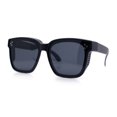 thumbnail image 6 of Womens Polarized Inset Lens Oversized Horn Rim Compact Fit Over Sunglasses Matte Black - Black, 6 of 8