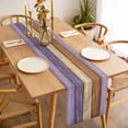 thumbnail image 3 of Farmhouse Purple Brown Table Runner - 36 Inch Long, Kitchen Dining Table Runner Dresser Scarves, Vintage Wooden Striped Farmhouse Decor for Coffee Tables Wedding Party Banquet, 3 of 8