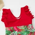 thumbnail image 5 of Gyratedream Toddler Baby Girls One Piece Swimwear Kids Quick Dry Hawaiian Print Bathing Suit Round Neck Ruffle Sleeve Swimwear Family Swimsuits Matching Set for 2 Years-X-Large, 5 of 8