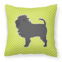 Carolines Treasures BB3848PW1818 Affenpinscher Checkerboard Green Fabric Decorative Pillow