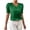 Green, variant on Fashion Olyvenn Women's Silk Satin Blouses Button Front V Neck Shirts Loose Puff Sleeve Business Casual Party Tops Green 8-10