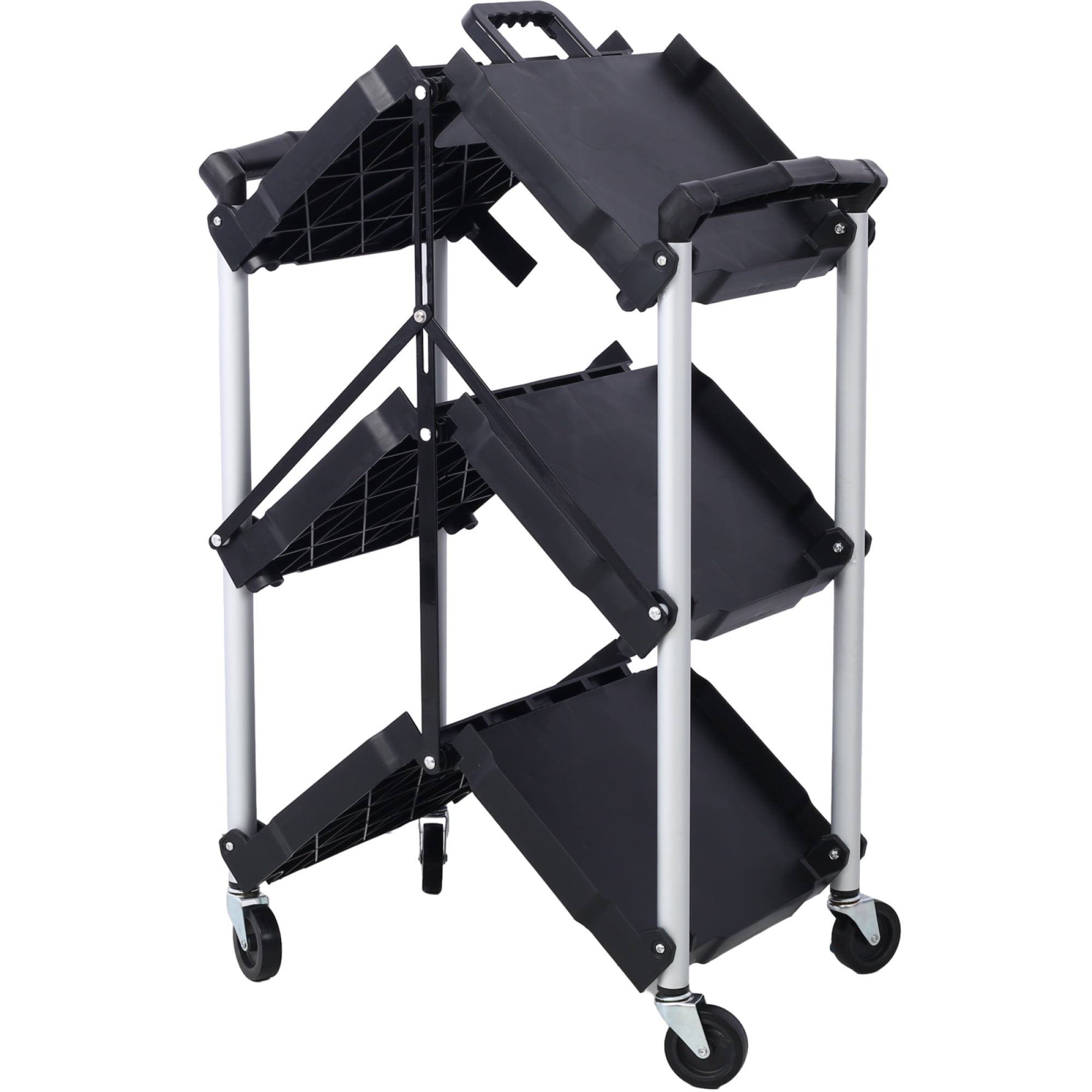 3 Layers Folding Collapsible Service Cart Roll Tool Cart Load Capacity