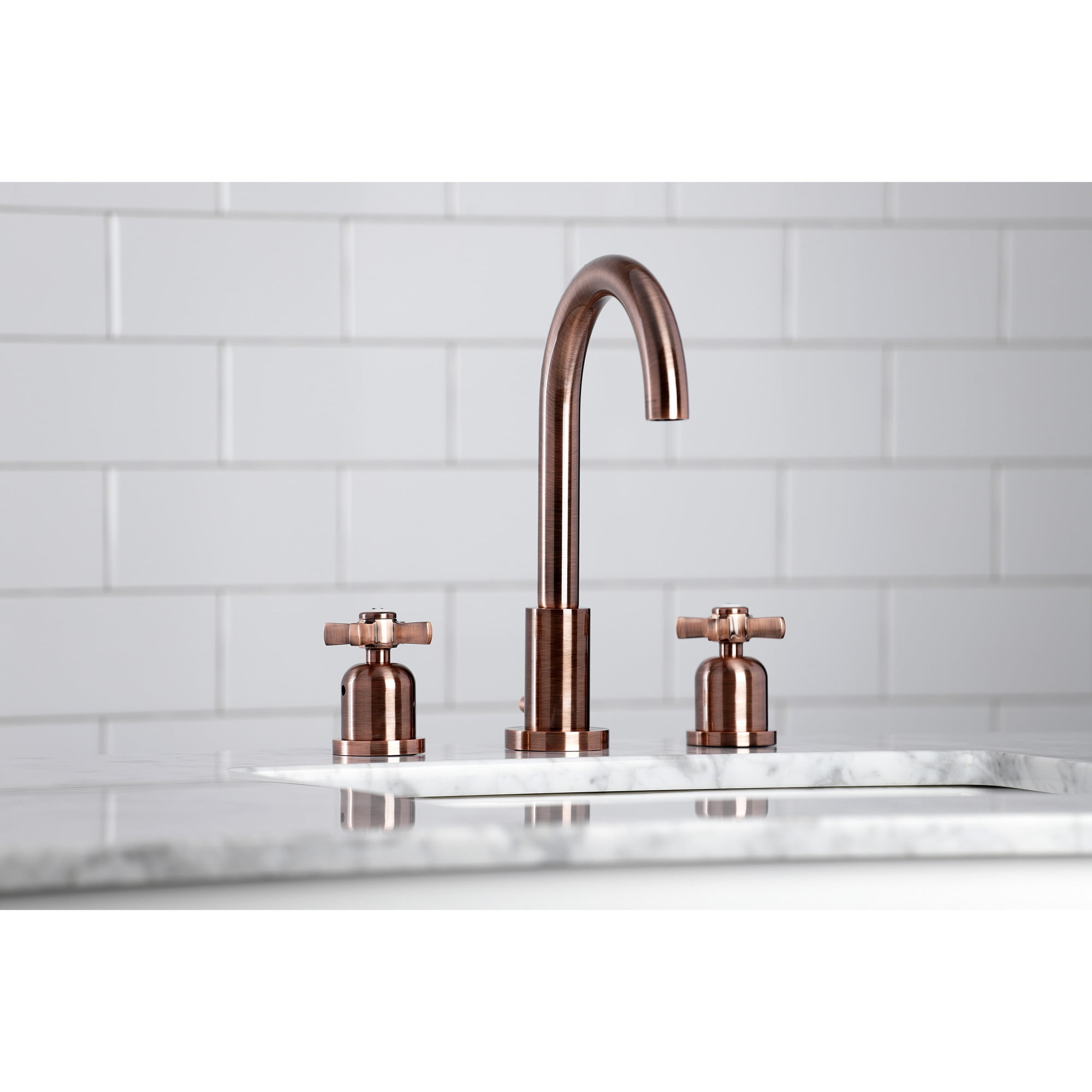Kingston Brass FSC892ZXAC Millennium Widespread Bathroom Faucet with Brass Pop-Up, Antique Copper