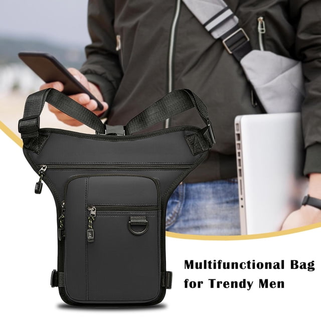 Bolsa de pierna, bolsa de muslo, organizador, de hombro, decoración, de cadera, riñonera para correr, pescar, actividades al libre, informal negro