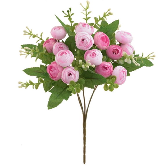 Artificial Flowers 15 Pcs Dusty Rose Faux Silk Mini Ranunculus Bulk Fake Wedding Filler Flowers for DIY Bouquets, Centerpieces, Bridal Shower Decorations & Arrangements