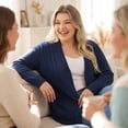 thumbnail image 3 of GRACE & GRANDEUR Women's Plus Size Open Front Long Sleeves Sweater Mid Length Cardigan 2X Dark Blue, 3 of 8