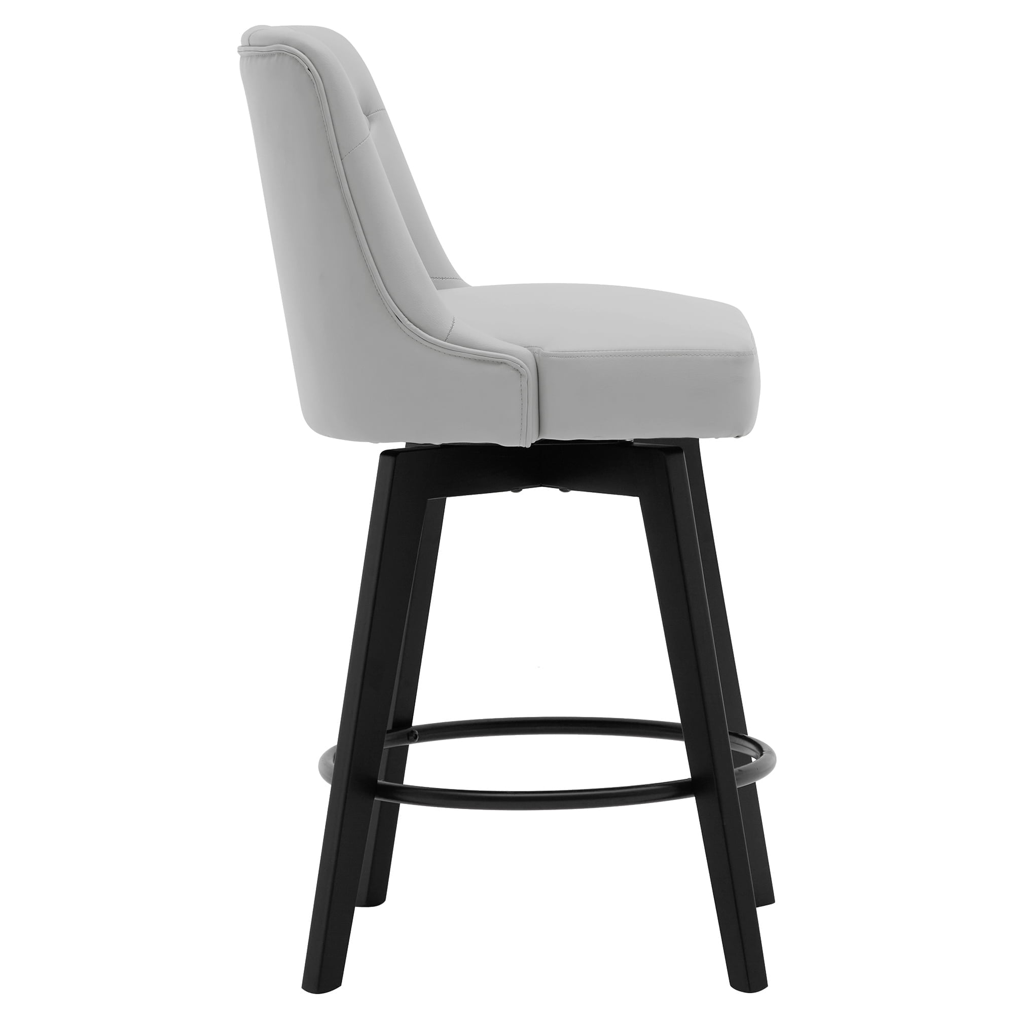 MINCETA Bar Stools,30" 360 Free Swivel Upholstered Bar Stool with Back-PU in Light Gray