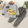 thumbnail image 2 of TOWED22 Toddler Baby Boy Clothes Waffle Knit Outfit Printed Boy Little Dude Sweatshirt tops Pants Set Fall Winter Clothing(Grey,5-6 Y), 2 of 4