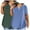 Blue, variant on Xixinqiwan Plus Size Tops for Women,2PC Women's V Neck Solid Color Oversized T-shirts Trendy Workout Going Out Tee Tops