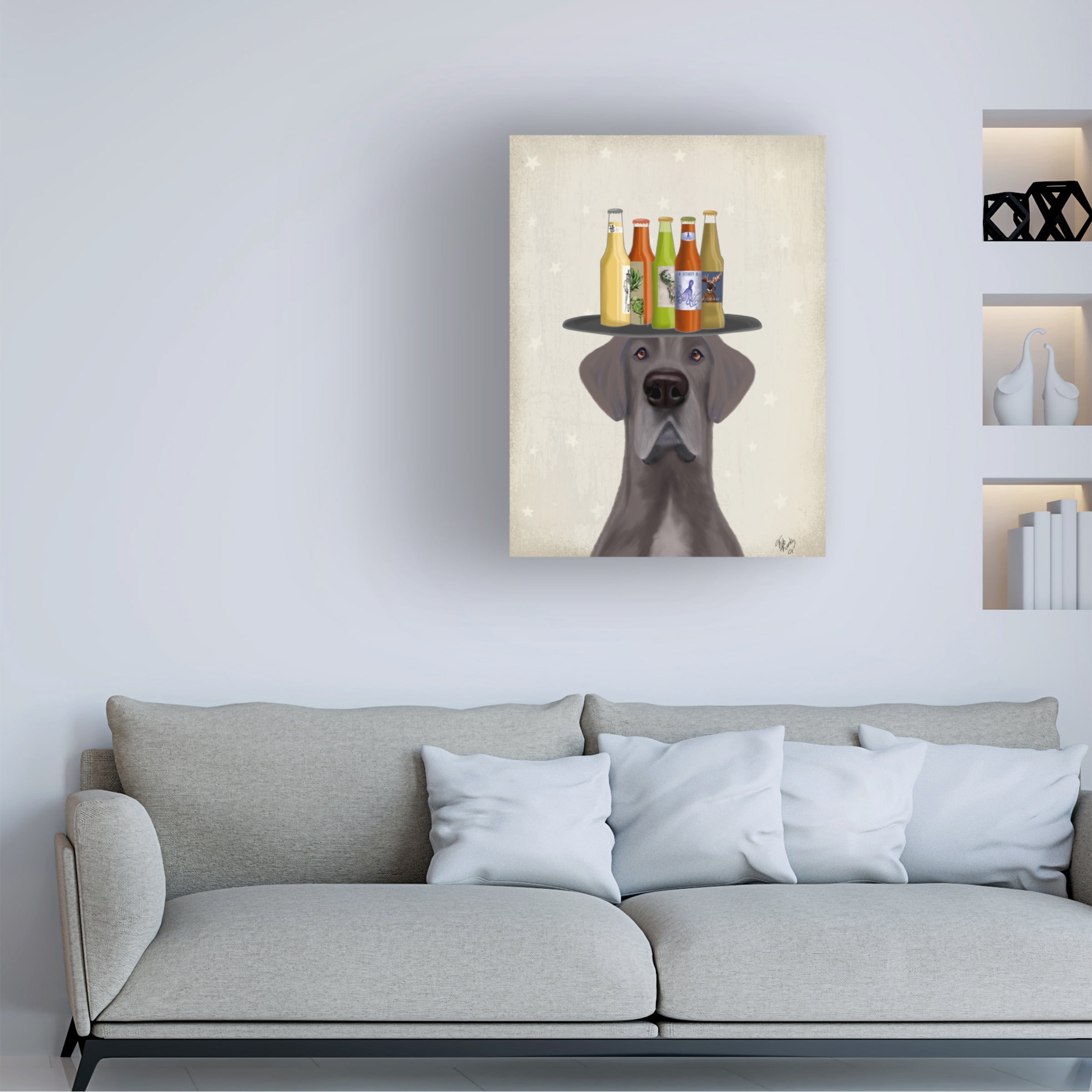 Fab Funky 'Great Dane Blue Beer Lover' Canvas Art