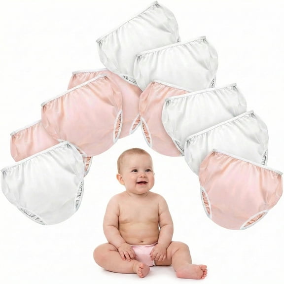BlinkLLX 10 Pairs Waterproof Plastic Pants for Toddlers Reusable Plastic Diaper Covers Potty Training Underwear Pants(M)