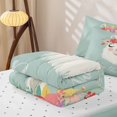 thumbnail image 5 of Erosebridal Cute Floral Llama Graphic Zipper Full Size Comforter Sets with Fitted Sheet and 2 Pillowcases,Hand Letter Text Secondary Tile Zipper Bedding Set,Mint White,4pcs,Reversible, 5 of 5