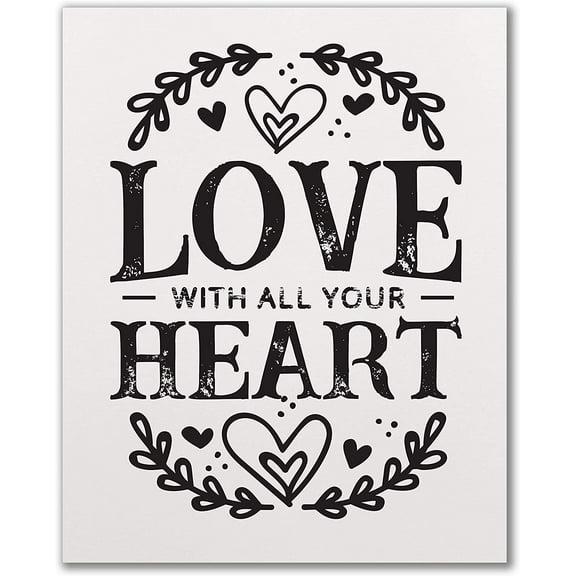 Love With All Your Heart Rustic Wood Wall Sign 12x15