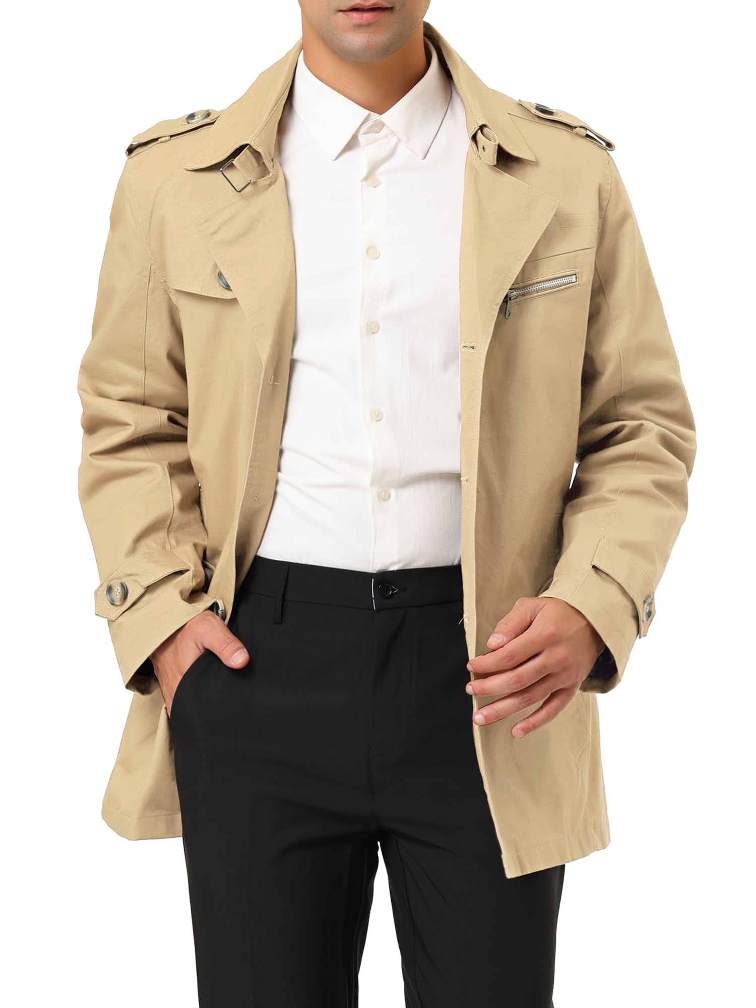 Lars Amadeus Men's Trench Coat Notched Collar Single Breasted ...