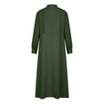 thumbnail image 6 of Women's Cotton Linen Long Maxi Dresses Long Sleeve Crewneck Button Solid Ankle-length Dress Plus Size Loose Casual Long Dress, 6 of 7