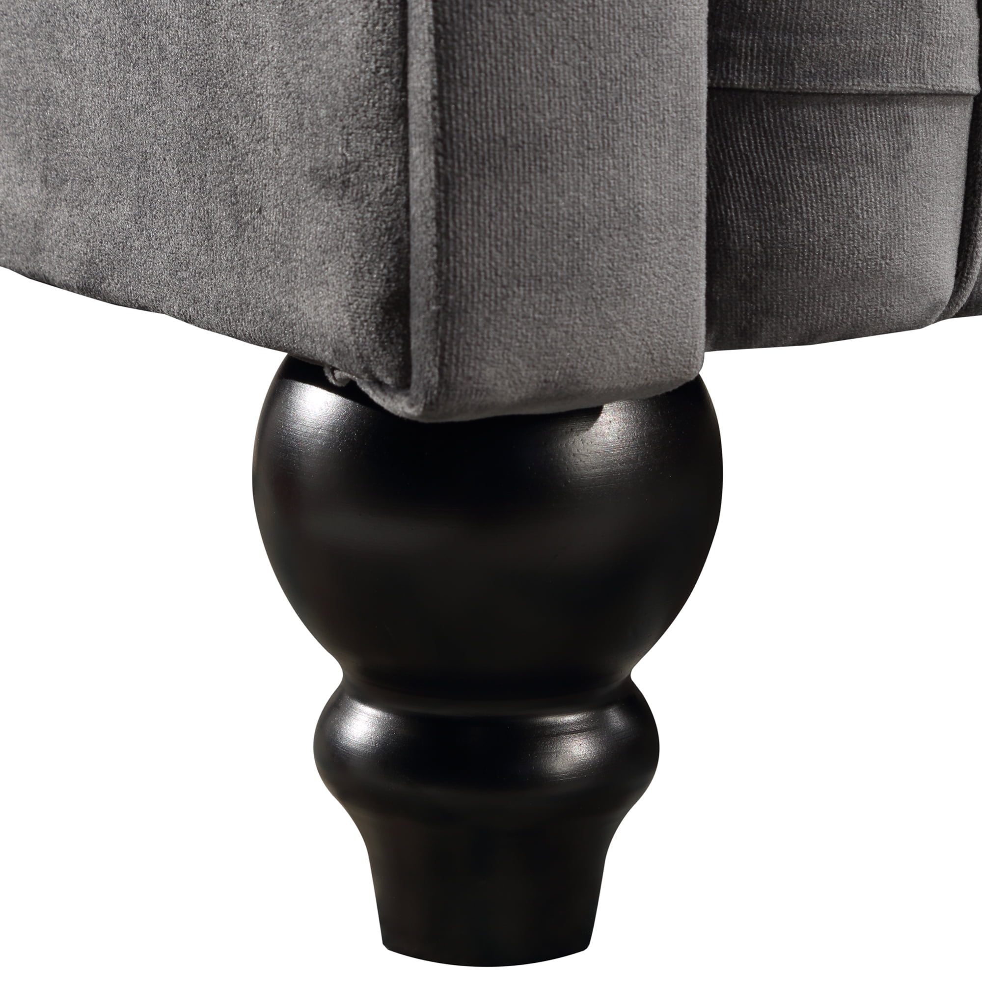 Kepooman Tufted Velvet Upholstered 3 Seat Sofa with 3 Pillows, Gray Kepooman Tufted Velvet Upholstered 3 Seat Sofa with 3 Pillows, Gray
