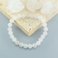 Genuine Natural White Jade Bead Bracelet Women Men Round Jades Stone