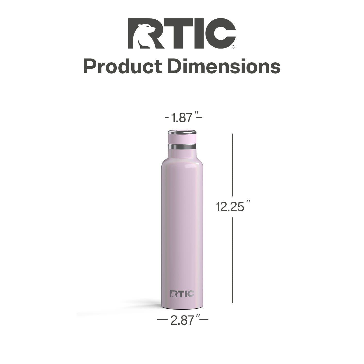 RTIC 26 oz Ceramic Lined Insulated Journey Water Bottle, Leak-Proof Lid, Pale Pink Glitter