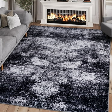 Living Room Area Rug - Soft Indoor 5x7 Area Rugs, Non-Slip Modern Abstract Rug, Low Pile Neutral Rug for Living Room, Dining Room, Bedroom,Home Decor - Dark Grey