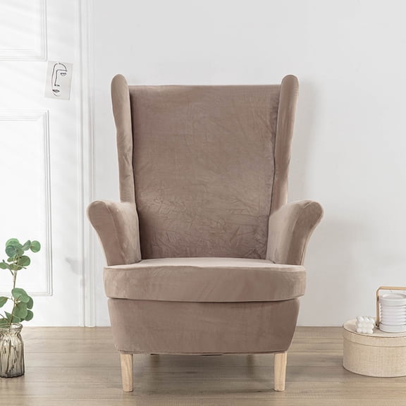 AIGIA Wingback Chair Cover 2-Piece Soft Stretch Wing Chair Slipcover Armchair Sofa Couch Cover with Elastic Bottom for Living Room Bedroom